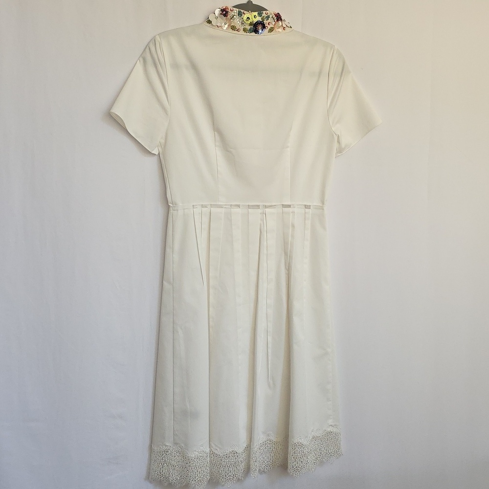 Elie Tahari White Dress w/Lace, Sequins, Rhinestones & Bead Accents. Size 2 - Picture 5 of 13